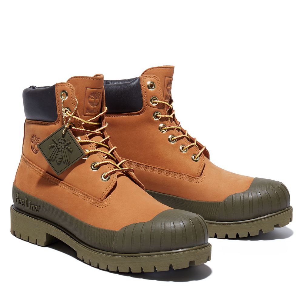 Bototos Timberland Hombre 6-Inch Bee Line X Waterproof Rubber Toe Marrones - Chile KZN-297643